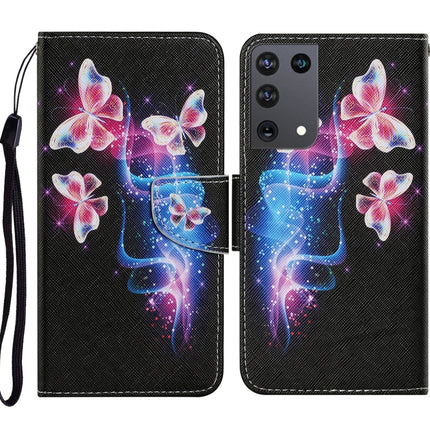 Coloured Drawing Pattern Horizontal Flip PU Leather Case with Holder & Card Slots & Wallet & Lanyard, For Samsung Galaxy S21 Ultra 5G