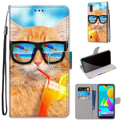 Coloured Drawing Cross Texture Horizontal Flip PU Leather Case with Holder & Card Slots & Wallet & Lanyard, For Samsung Galaxy M01