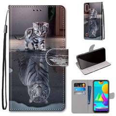 Coloured Drawing Cross Texture Horizontal Flip PU Leather Case with Holder & Card Slots & Wallet & Lanyard, For Samsung Galaxy M01