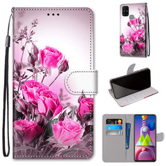 Coloured Drawing Cross Texture Horizontal Flip PU Leather Case with Holder & Card Slots & Wallet & Lanyard, For Samsung Galaxy M51
