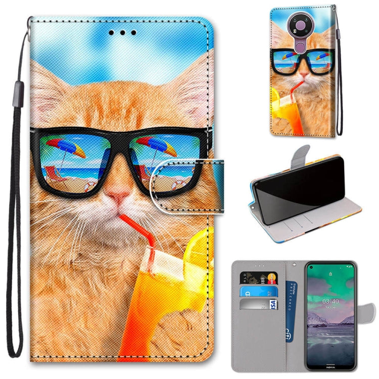 Coloured Drawing Cross Texture Horizontal Flip PU Leather Case with Holder & Card Slots & Wallet & Lanyard, For Nokia 3.4