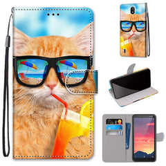 Coloured Drawing Cross Texture Horizontal Flip PU Leather Case with Holder & Card Slots & Wallet & Lanyard, For Nokia C2