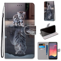 Coloured Drawing Cross Texture Horizontal Flip PU Leather Case with Holder & Card Slots & Wallet & Lanyard, For Nokia C2