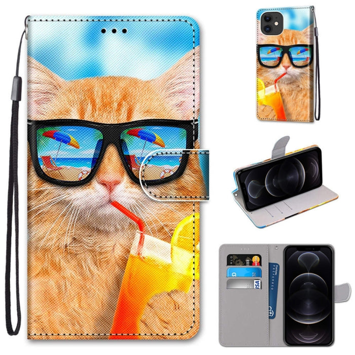 Coloured Drawing Cross Texture Horizontal Flip PU Leather Case with Holder & Card Slots & Wallet & Lanyard, For iPhone 12 mini