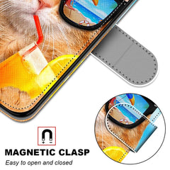 Funda de piel sintética con tapa horizontal con textura cruzada y dibujo de colores, con soporte, ranuras para tarjetas, billetera y cordón, para iPhone 12 mini