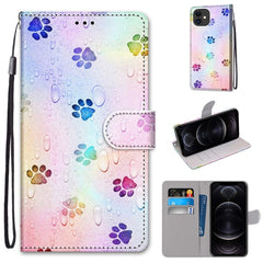 Funda de piel sintética con tapa horizontal con textura cruzada y dibujo de colores, con soporte, ranuras para tarjetas, billetera y cordón, para iPhone 12 mini