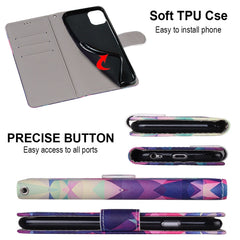 Coloured Drawing Cross Texture Horizontal Flip PU Leather Case with Holder & Card Slots & Wallet & Lanyard, For iPhone 12 / 12 Pro