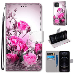 Coloured Drawing Cross Texture Horizontal Flip PU Leather Case with Holder & Card Slots & Wallet & Lanyard, For iPhone 12 / 12 Pro