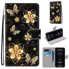 Coloured Drawing Cross Texture Horizontal Flip PU Leather Case with Holder & Card Slots & Wallet & Lanyard, For iPhone 12 / 12 Pro