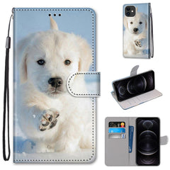 Coloured Drawing Cross Texture Horizontal Flip PU Leather Case with Holder & Card Slots & Wallet & Lanyard, For iPhone 12 / 12 Pro