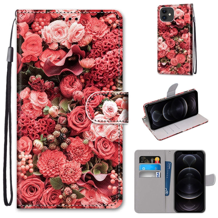 Coloured Drawing Cross Texture Horizontal Flip PU Leather Case with Holder & Card Slots & Wallet & Lanyard, For iPhone 12 / 12 Pro
