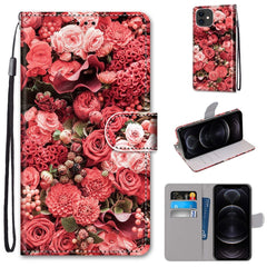 Coloured Drawing Cross Texture Horizontal Flip PU Leather Case with Holder & Card Slots & Wallet & Lanyard, For iPhone 12 / 12 Pro