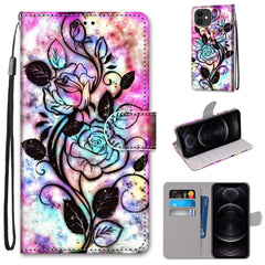 Coloured Drawing Cross Texture Horizontal Flip PU Leather Case with Holder & Card Slots & Wallet & Lanyard, For iPhone 12 / 12 Pro