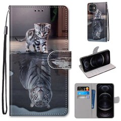 Coloured Drawing Cross Texture Horizontal Flip PU Leather Case with Holder & Card Slots & Wallet & Lanyard, For iPhone 12 / 12 Pro