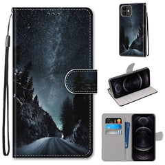 Coloured Drawing Cross Texture Horizontal Flip PU Leather Case with Holder & Card Slots & Wallet & Lanyard, For iPhone 12 / 12 Pro