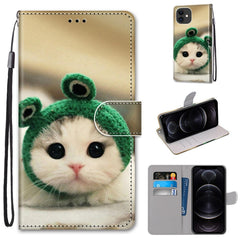 Coloured Drawing Cross Texture Horizontal Flip PU Leather Case with Holder & Card Slots & Wallet & Lanyard, For iPhone 12 / 12 Pro