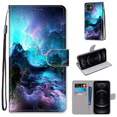 Coloured Drawing Cross Texture Horizontal Flip PU Leather Case with Holder & Card Slots & Wallet & Lanyard, For iPhone 12 / 12 Pro