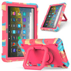 For Amazon Kindle Fire HD 8 (2020) / Camouflage + Rose Red