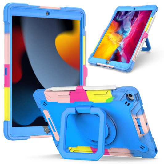 Estuche de silicona y PC a prueba de golpes con diseño de robot en color de contraste y soporte para pulsera, para iPad 10.2 2021/2020/2019, para iPad Air 2022/2020 10.9