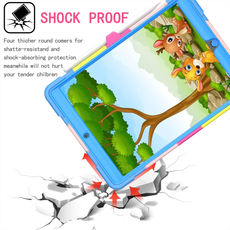 Estuche de silicona y PC a prueba de golpes con diseño de robot en color de contraste y soporte para pulsera, para iPad 10.2 2021/2020/2019, para iPad Air 2022/2020 10.9