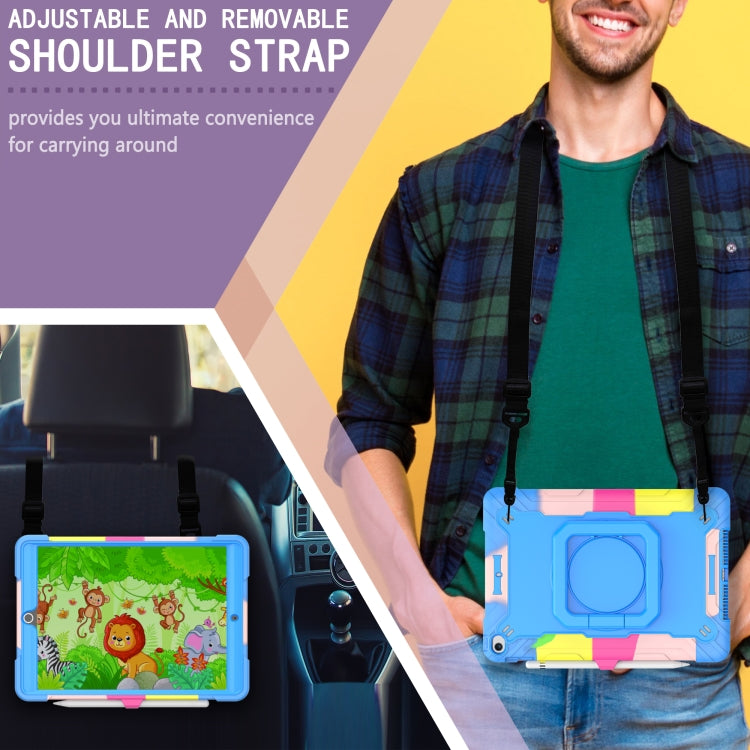Estuche de silicona y PC a prueba de golpes con diseño de robot en color de contraste y soporte para pulsera, para iPad 10.2 2021/2020/2019, para iPad Air 2022/2020 10.9