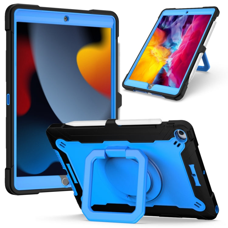 Estuche de silicona y PC a prueba de golpes con diseño de robot en color de contraste y soporte para pulsera, para iPad 10.2 2021/2020/2019, para iPad Air 2022/2020 10.9