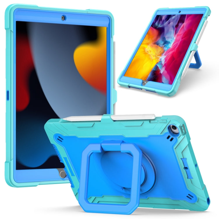 Estuche de silicona y PC a prueba de golpes con diseño de robot en color de contraste y soporte para pulsera, para iPad 10.2 2021/2020/2019, para iPad Air 2022/2020 10.9