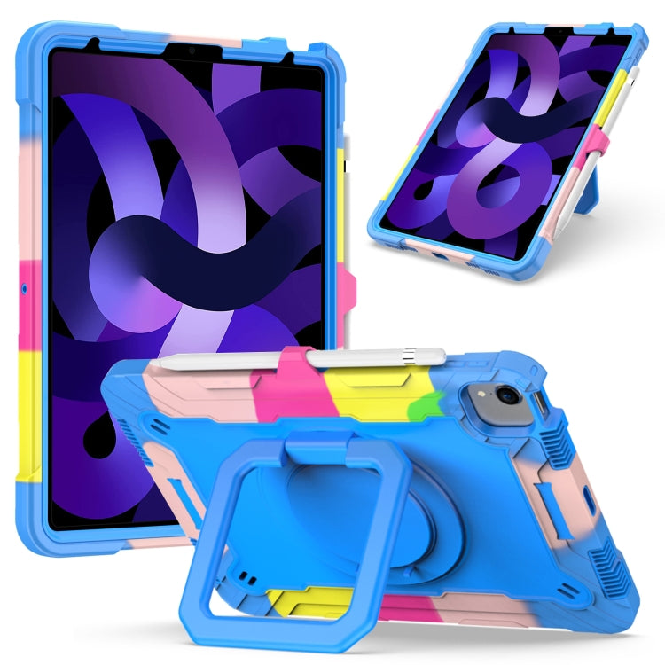 Estuche de silicona y PC a prueba de golpes con diseño de robot en color de contraste y soporte para pulsera, para iPad 10.2 2021/2020/2019, para iPad Air 2022/2020 10.9