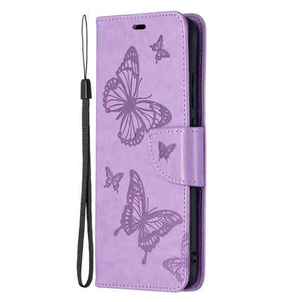 Embossing Two Butterflies Pattern Horizontal Flip PU Leather Case with Holder & Card Slot & Wallet & Lanyard, For Samsung Galaxy A02s (EU Version)