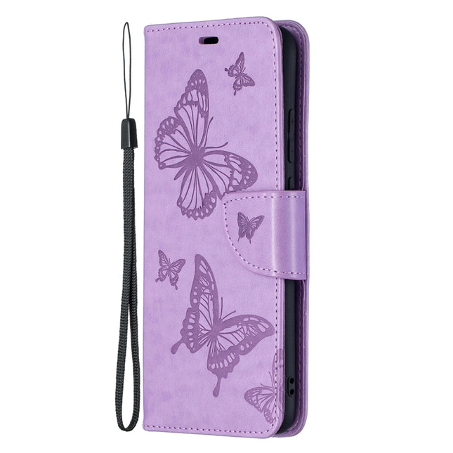 Embossing Two Butterflies Pattern Horizontal Flip PU Leather Case with Holder & Card Slot & Wallet & Lanyard, For Samsung Galaxy A02s (EU Version)