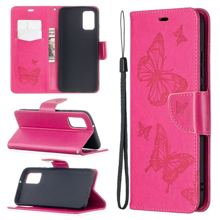 Embossing Two Butterflies Pattern Horizontal Flip PU Leather Case with Holder & Card Slot & Wallet & Lanyard, For Samsung Galaxy A02s (EU Version)