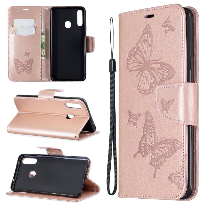 Two Butterflies Embossing Pattern Horizontal Flip Leather Case with Holder & Card Slot & Wallet & Lanyard, For Galaxy A20s, For Xiaomi Redmi Note 8 Pro