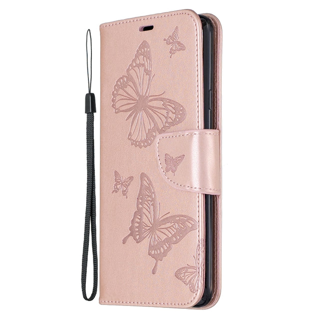 Two Butterflies Embossing Pattern Horizontal Flip Leather Case with Holder & Card Slot & Wallet & Lanyard, For Galaxy A20s, For Xiaomi Redmi Note 8 Pro
