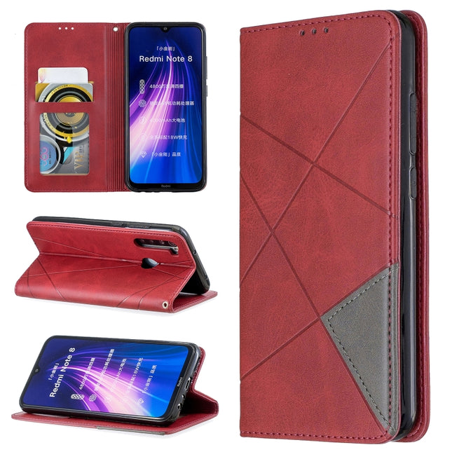 Rhombus Texture Horizontal Flip Magnetic Leather Case with Holder & Card Slots, For Xiaomi Redmi Note 8, For Xiaomi Redmi Note 8 Pro