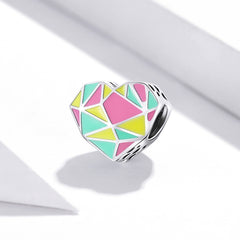 S925 Sterling Silver Heart Geometry Beads DIY Bracelet Necklace Accessories
