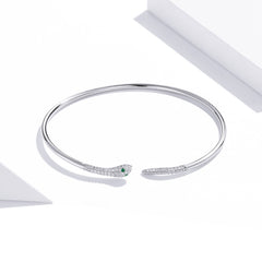 S925 Sterling Silver Snake Open Bracelet  Women Jewelry