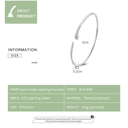 S925 Sterling Silver Snake Open Bracelet  Women Jewelry