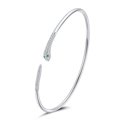 S925 Sterling Silver Snake Open Bracelet  Women Jewelry