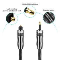 EMK OD1.0mm 3.5mm Digital Sound Toslink to Mini Toslink Digital Optical Audio Cable, 1m, 1.5m, 2m, 3m, 5m