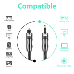 EMK OD1.0mm 3.5mm Digital Sound Toslink to Mini Toslink Digital Optical Audio Cable, 1m, 1.5m, 2m, 3m, 5m