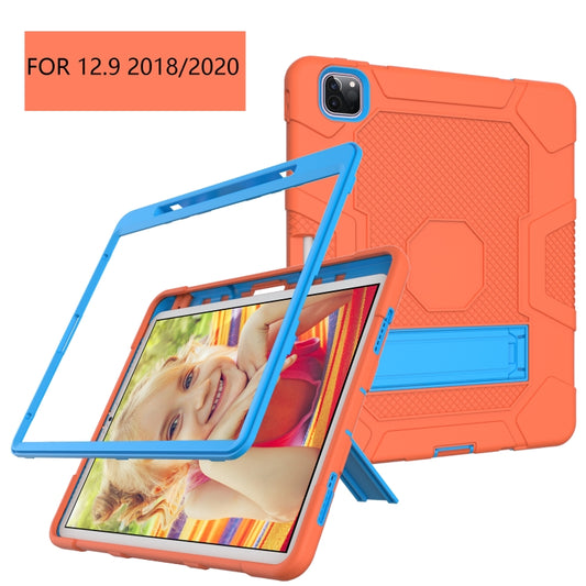 Funda protectora de silicona y policarbonato a prueba de golpes con diseño de robot en color de contraste y soporte para iPad Pro de 12,9 pulgadas (2020)