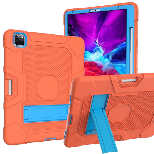 Funda protectora de silicona y policarbonato a prueba de golpes con diseño de robot en color de contraste y soporte para iPad Pro de 12,9 pulgadas (2020)