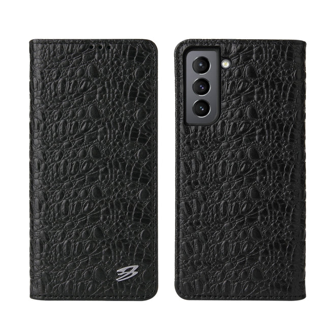 Fierre Shann Crocodile Texture Magnetic Horizontal Flip Genuine Leather Case with Holder & Card Slot, For Samsung Galaxy S21 5G, For Samsung Galaxy S21+ 5G, For Samsung Galaxy S21 Ultra 5G