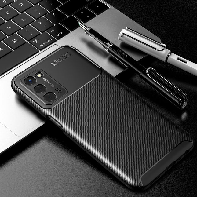 Carbon Fiber Texture Shockproof TPU Case, For OPPO A55 5G