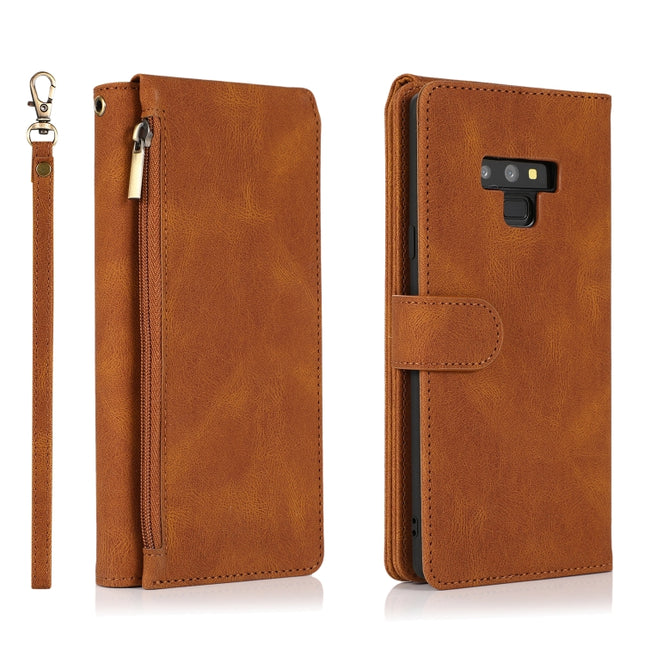 Skin-feel Crazy Horse Texture Zipper Wallet Bag Horizontal Flip Leather Case with Holder & Card Slots & Wallet & Lanyard, For Samsung Galaxy Note9, For Samsung Galaxy Note10, For Samsung Galaxy Note10+, For Samsung Galaxy Note20