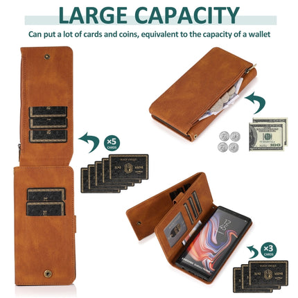Skin-feel Crazy Horse Texture Zipper Wallet Bag Horizontal Flip Leather Case with Holder & Card Slots & Wallet & Lanyard, For Samsung Galaxy Note9, For Samsung Galaxy Note10, For Samsung Galaxy Note10+, For Samsung Galaxy Note20