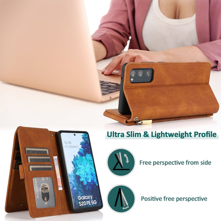 Skin-feel Crazy Horse Texture Zipper Wallet Bag Horizontal Flip Leather Case with Holder & Card Slots & Wallet & Lanyard, For Samsung Galaxy S20 FE 5G, For Samsung Galaxy S21+ 5G, For Samsung Galaxy S21 Ultra 5G