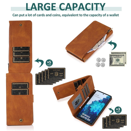 Skin-feel Crazy Horse Texture Zipper Wallet Bag Horizontal Flip Leather Case with Holder & Card Slots & Wallet & Lanyard, For Samsung Galaxy S20 FE 5G, For Samsung Galaxy S21+ 5G, For Samsung Galaxy S21 Ultra 5G