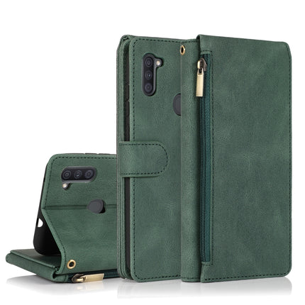 Skin-feel Crazy Horse Texture Zipper Wallet Bag Horizontal Flip Leather Case with Holder & Card Slots & Wallet & Lanyard, For Samsung Galaxy A11, For Samsung Galaxy A12, For Samsung Galaxy A20 / A30, For Samsung Galaxy A21