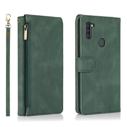 Skin-feel Crazy Horse Texture Zipper Wallet Bag Horizontal Flip Leather Case with Holder & Card Slots & Wallet & Lanyard, For Samsung Galaxy A11, For Samsung Galaxy A12, For Samsung Galaxy A20 / A30, For Samsung Galaxy A21